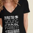 College Graduate Mom Dad Quote Graduation Party Women's Jersey Short Sleeve Deep V-Neck Tshirt