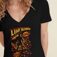 Comic Book Superhero Fall Season Leaf Blower Women's Jersey Short Sleeve Deep V-Neck Tshirt