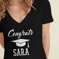 Congrats Sara College High School Graduation Women's Jersey Short Sleeve Deep V-Neck Tshirt