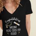 Congratulations Mom You Did It Mom Graduation 2026 Women's Jersey Short Sleeve Deep V-Neck Tshirt
