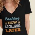 Cooking Now Minimal Socializing Introvert Vintage Women's Jersey Short Sleeve Deep V-Neck Tshirt Cooking Now Minimal Socializing Introvert Vintage Women's Jersey Short Sleeve Deep V-Neck Tshirt