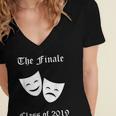Cool Theater Graduation Tshirt Tragedy And Comedy Masks Women's Jersey Short Sleeve Deep V-Neck Tshirt