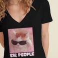 Cool Cat Meme Ew People Anti Social Introvert Cute Cat Women's Jersey Short Sleeve Deep V-Neck Tshirt