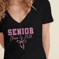 Coquette Senior 2026 Class Of 2026 Pink Bow Graduation 2026 Women's Jersey Short Sleeve Deep V-Neck Tshirt