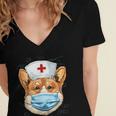 Corgi Dog Nurse RN Nursing School Graduation Women's Jersey Short Sleeve Deep V-Neck Tshirt