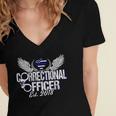 Corrections Officer 2018 Graduation Silver Line T-Shirt Women's Jersey Short Sleeve Deep V-Neck Tshirt