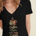 Cozy Crime Club Mystery Reader Bookish Sleuth Women's Jersey Short Sleeve Deep V-Neck Tshirt