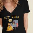 Cozy Vibes Atmospheric Introvert Women's Jersey Short Sleeve Deep V-Neck Tshirt