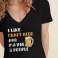 I Like Craft Beer & Maybe 3 People Introvert Beer Fans Women's Jersey Short Sleeve Deep V-Neck Tshirt