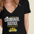 Criminal Justice Degree Graduation Senior Celebration Grad Women's Jersey Short Sleeve Deep V-Neck Tshirt