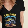 I Crushed Kindergarten Monster Truck Graduation Boys Kids Women's Jersey Short Sleeve Deep V-Neck Tshirt