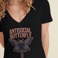 Cryptid Cryptozoology Mothman Introvert -Adults Butterfly Small Crew Neck Classic Fit Short Sleeve Polyester 100 Printed Blended Fabric Women's Jersey Short Sleeve Deep V-Neck Tshirt
