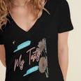 Cultural Flavor Memory Floral Nostalgia Garden Sentiment Women's Jersey Short Sleeve Deep V-Neck Tshirt