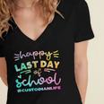 Custodian Life Graduation Day Last Day Of School Tie Dye Women's Jersey Short Sleeve Deep V-Neck Tshirt