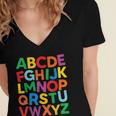 Cute ABCs Shirt Alphabet Colorful Letters Reading Books Kids Women's Jersey Short Sleeve Deep V-Neck Tshirt