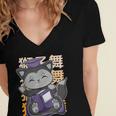 Cute Anime Fox Graduate Of A Class For Graduation Women's Jersey Short Sleeve Deep V-Neck Tshirt