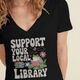 Cute Frog Support Your Local Library Librarian Book Lover Women's Jersey Short Sleeve Deep V-Neck Tshirt Cute Frog Support Your Local Library Librarian Book Lover Women's Jersey Short Sleeve Deep V-Neck Tshirt