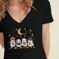 Cute Ghost Drinking Coffee Halloween Fall Ghost Book Reading Women's Jersey Short Sleeve Deep V-Neck Tshirt Cute Ghost Drinking Coffee Halloween Fall Ghost Book Reading Women's Jersey Short Sleeve Deep V-Neck Tshirt
