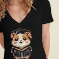 Cute Hamster Graduation Women's Jersey Short Sleeve Deep V-Neck Tshirt
