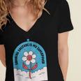 Cute Introvert Shy Teen Anti-Social Inner Strength Women's Jersey Short Sleeve Deep V-Neck Tshirt