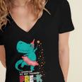 Cute Magical Ballerina Dino Unicorn Pre-K Graduation Women's Jersey Short Sleeve Deep V-Neck Tshirt