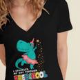 Cute Magical Ballerina Dino Unicorn Preschool Graduation Women's Jersey Short Sleeve Deep V-Neck Tshirt