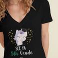 Cute Unicorn See Ya 5th Grade Graduation Shirt Women's Jersey Short Sleeve Deep V-Neck Tshirt
