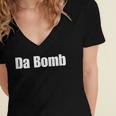 Da Bomb 90s Nostalgia Quote Women's Jersey Short Sleeve Deep V-Neck Tshirt