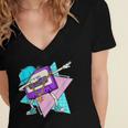 Dabbing Cassette Tape 70s 80s 80s Outfit Nostalgia Women's Jersey Short Sleeve Deep V-Neck Tshirt