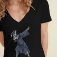 Dabbing Graduate Zebra Team Mascot Graduation Senior Shirt Women's Jersey Short Sleeve Deep V-Neck Tshirt