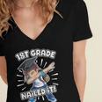 Dabbing Graduation Boy 1st Grade Class Of 2021 Nailed It Women's Jersey Short Sleeve Deep V-Neck Tshirt