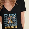 Dabbing Graduation Boy 5th Grade Nailed It Class Of 2025 Women's Jersey Short Sleeve Deep V-Neck Tshirt