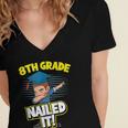 Dabbing Graduation Boy 8th Grade Class Of 2021 Women's Jersey Short Sleeve Deep V-Neck Tshirt