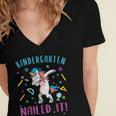 Dabbing Kindergarten Unicorn Graduation Class 2021 Nailed It Women's Jersey Short Sleeve Deep V-Neck Tshirt