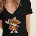 Dabbing Mexican Pizza Dance Food Lover Graduation Women's Jersey Short Sleeve Deep V-Neck Tshirt
