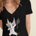 Dabbing Unicorn Graduation Class Of 2019 Women Women's Jersey Short Sleeve Deep V-Neck Tshirt