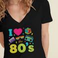 Dad I Love The 80's Retro 80s Nostalgia For Dad Women's Jersey Short Sleeve Deep V-Neck Tshirt