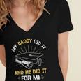 My Daddy Did It And He Did It For Me Graduation Graduate Dad Women's Jersey Short Sleeve Deep V-Neck Tshirt