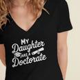 My Daughter Has a Doctorate Graduation Mom PhD Graduate Women's Jersey Short Sleeve Deep V-Neck Tshirt