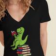 Dino Reading Read Reading Librarian Book Men Boys Kids Women's Jersey Short Sleeve Deep V-Neck Tshirt Dino Reading Read Reading Librarian Book Men Boys Kids Women's Jersey Short Sleeve Deep V-Neck Tshirt