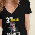 Dinosaur Graduation Cap Gown 3rd Grade Graduate Nailed It Women's Jersey Short Sleeve Deep V-Neck Tshirt