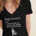 Dog-Trovert Boston Terrier Humor Definition Introvert Women's Jersey Short Sleeve Deep V-Neck Tshirt