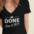 Done Class Of 1974 50th Reunion Graduation Classmate College Women's Jersey Short Sleeve Deep V-Neck Tshirt
