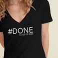 DONE Class Of 2025 Graduation For Her Him Grad Seniors Women's Jersey Short Sleeve Deep V-Neck Tshirt