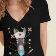Donkey Nurse RN ER Nursing School Graduation Women's Jersey Short Sleeve Deep V-Neck Tshirt