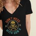 Don't Mess With Gen X Vintage Grunge Skull 80s Nostalgia Women's Jersey Short Sleeve Deep V-Neck Tshirt Don't Mess With Gen X Vintage Grunge Skull 80s Nostalgia Women's Jersey Short Sleeve Deep V-Neck Tshirt