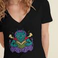 Dragon Read Reading Librarian Book Across America Kids Women's Jersey Short Sleeve Deep V-Neck Tshirt