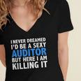 Never Dreamed I'd Be a Sexy Auditor Graduation Women's Jersey Short Sleeve Deep V-Neck Tshirt