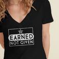 Earned Not Given Police Graduation Deputy Sheriff Women's Jersey Short Sleeve Deep V-Neck Tshirt