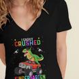 I Easily Crushed Kindergarten Graduation 2022 Truck Dinosaur Women's Jersey Short Sleeve Deep V-Neck Tshirt